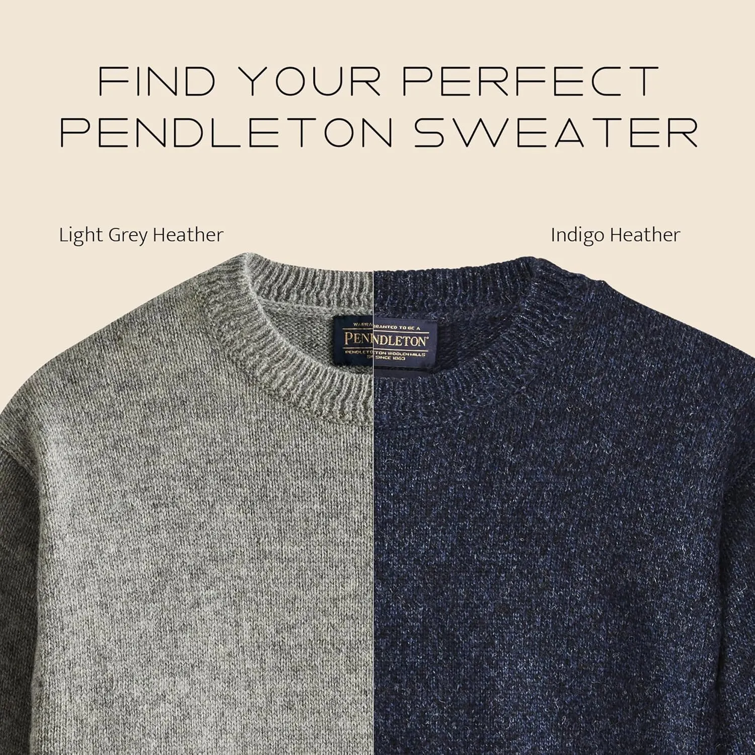 PENDLETON Men's Shetland Wool Pullover Men's Sweater – Classic Crewneck for Men, Naturally Warm, Odor and Stain-Resistant