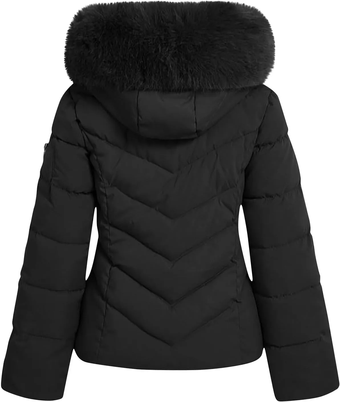 Puffer Jacket Women Winter Warm Down Coats Quilted Down Jackets Casual Zip Up Puffer Coat Faux Fur Hooded Outwear