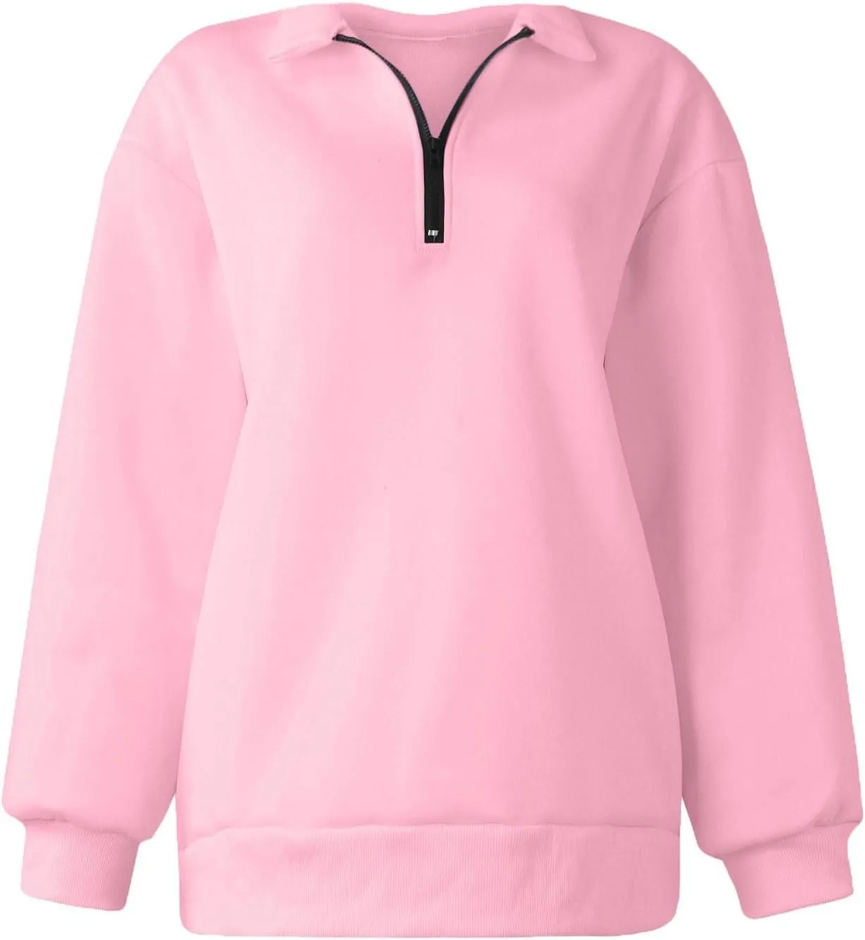 Quarter Zip Pullover for Women Fall Drop Shoulder Sweaters Casual Sweatshirt Half Zip Blouses Long Sleeve Y2k Clothes