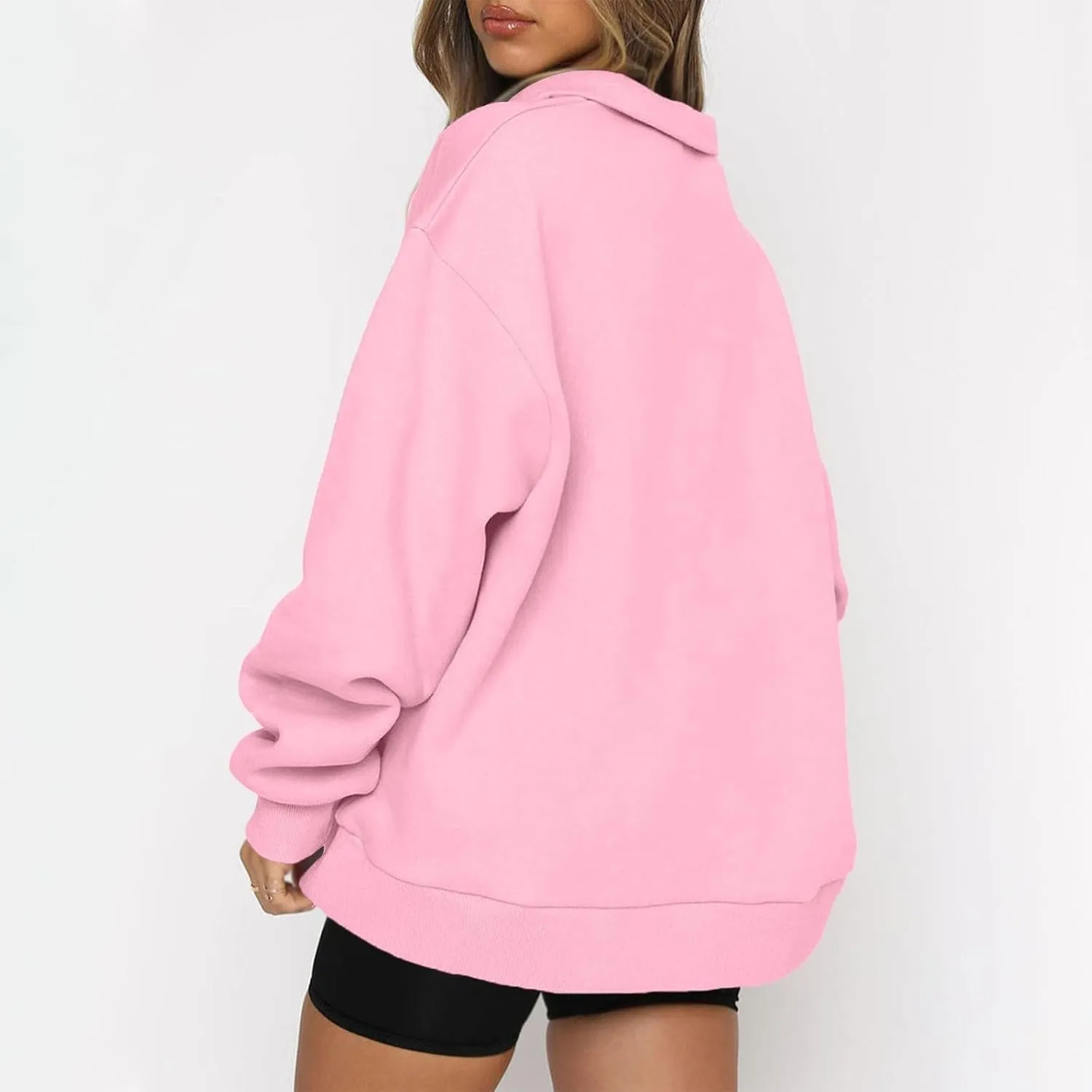Quarter Zip Pullover for Women Fall Drop Shoulder Sweaters Casual Sweatshirt Half Zip Blouses Long Sleeve Y2k Clothes