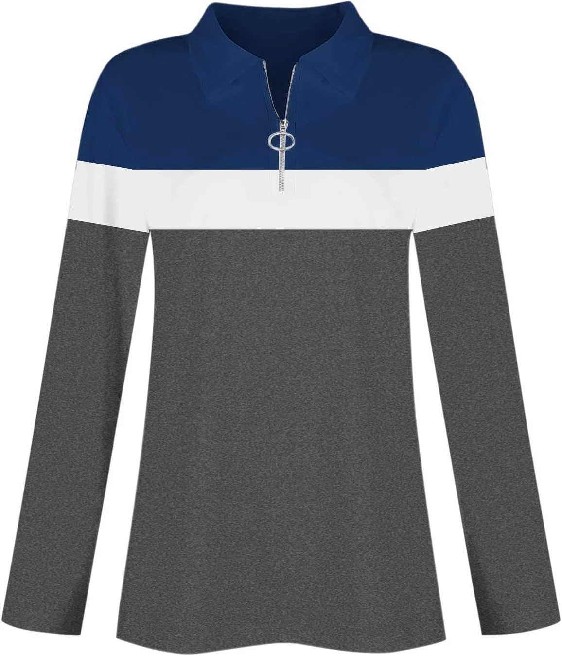 Quarter Zip Pullover Women Long Sleeve Collared Shirts Cozy Soft Tops Pullover Trendy Printed T-Shirts Casual Blouses