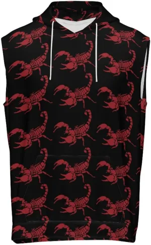 Red Scorpion Men's Workout Tank Tops Sleeveless Running Shirts With Hoodie Workout Hooded