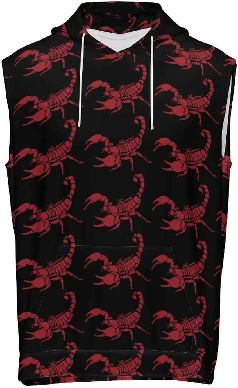 Red Scorpion Men's Workout Tank Tops Sleeveless Running Shirts With Hoodie Workout Hooded