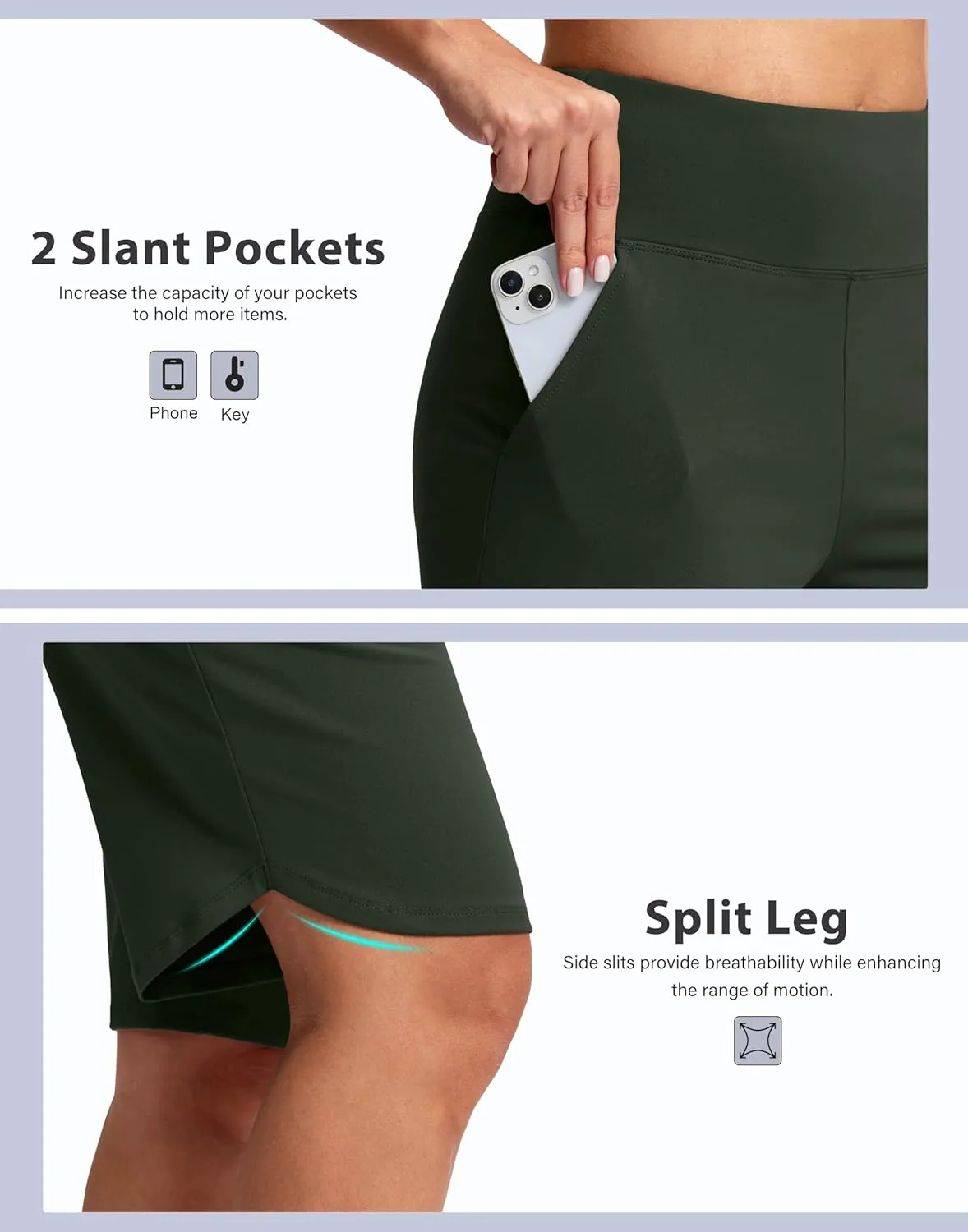 SANTINY 12" Long Bermuda Shorts for Women Knee Length with Pockets High Waisted Stretch Shorts for Summer Walking