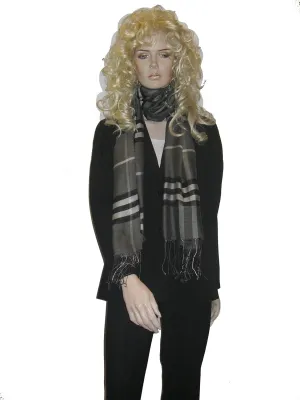 Scarf/scarves/shawl in check and plaid in Silk from Cashmere Pashmina Group
