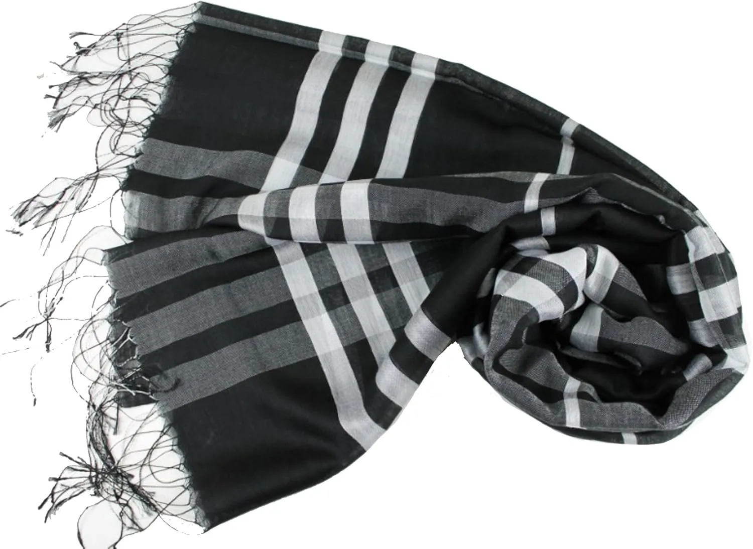 Scarf/scarves/shawl in check and plaid in Silk from Cashmere Pashmina Group