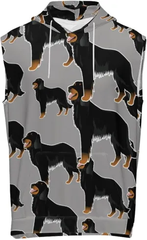 Scottish Setter Dog Men's Workout Tank Tops Sleeveless Running Shirts With Hoodie Workout Hooded