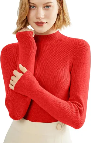 SERYU Cashmere Sweaters for Women Half Turtleneck Long Sleeve Cute Sweater Spring 2025 Trendy Outfits Knit Pullover Tops