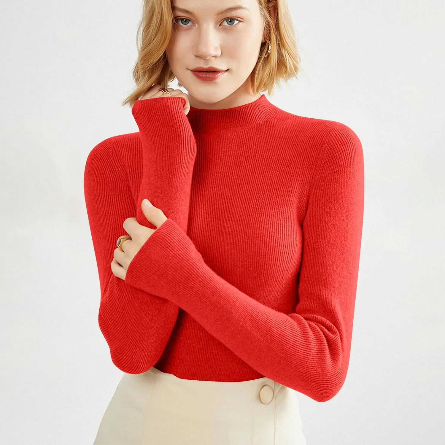 SERYU Cashmere Sweaters for Women Half Turtleneck Long Sleeve Cute Sweater Spring 2025 Trendy Outfits Knit Pullover Tops