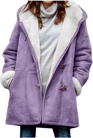 Sherpa Jacket Women Plus Size 2024 Winter Warm Coat Fleece Lined Coat Mid Length Winter Jacket Sherpa Outwear