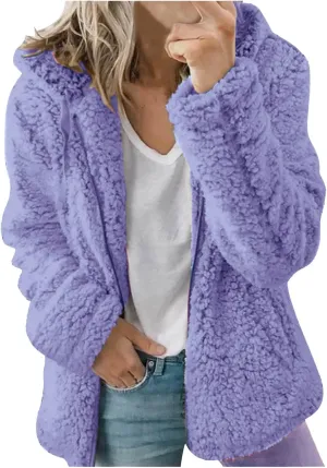 SHOPESSA Winter Coats and Jackets for Women Slouchy Sherpa Cardigan Women Sherpa Hoodies with Zipper Snow Jackets for Women