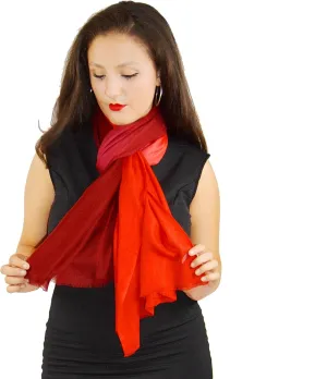 Silk Shawl/Graduated Shawl/Woolen Shawl/Ombre Shawl/Cashmere Shawl/Scarf/Scarves (Black to Lipstick RED)