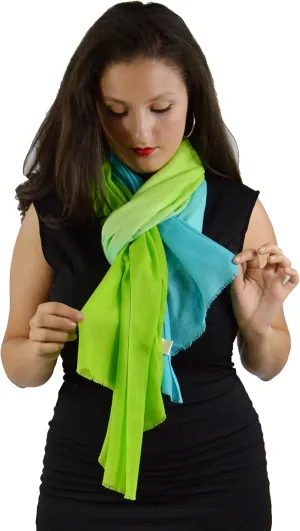 Silk Shawl/Graduated Shawl/Woolen Shawl/Ombre Shawl/Cashmere Shawl/Scarf/Scarves (Lime Green to Mint Green)