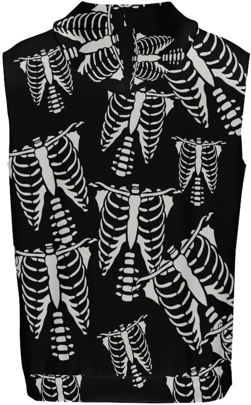 Skeleton Men's Workout Tank Tops Sleeveless Running Shirts With Hoodie Workout Hooded