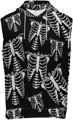 Skeleton Men's Workout Tank Tops Sleeveless Running Shirts With Hoodie Workout Hooded