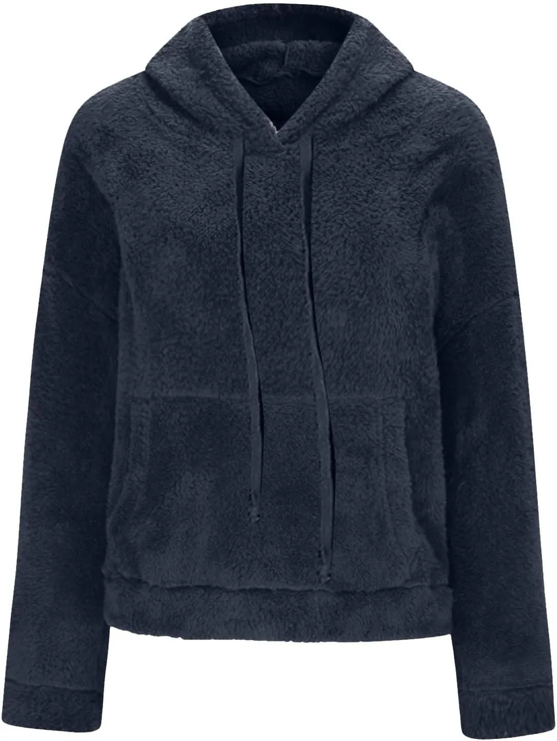 SMIDOW Women Casual Fuzzy Sweatshirt Faux Fleece Pullover Hoodies Cozy Oversized Pockets Hooded Sweatshirts Fall Fashion 2023