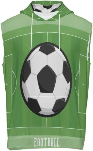 Soccer Football Field Men's Workout Tank Tops Sleeveless Running Shirts With Hoodie Workout Hooded