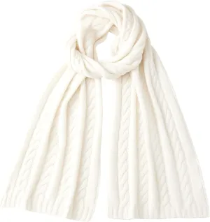 Soft Warm 100% Cashmere Scarf for Women Lightweight Luxury Cable Stitch Scarves with Gift Box