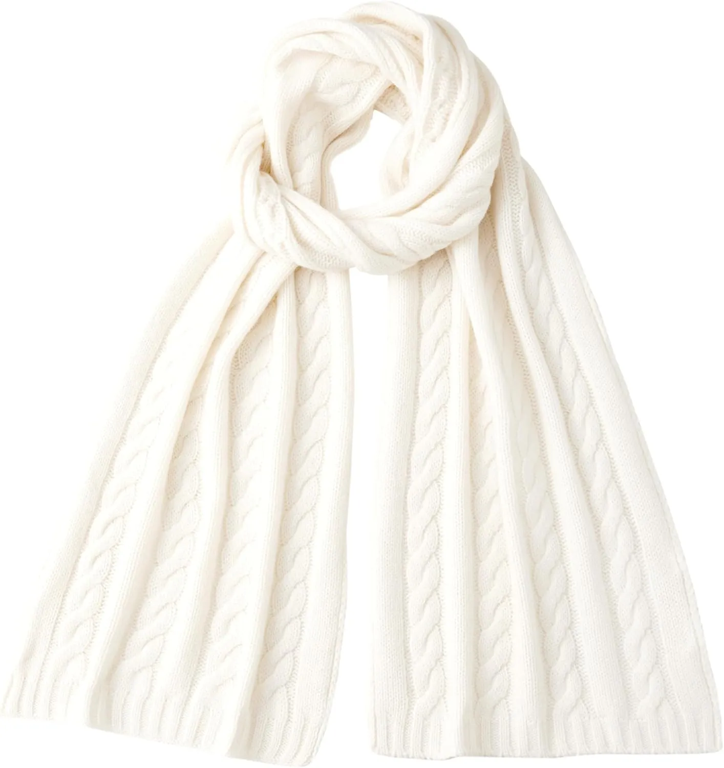 Soft Warm 100% Cashmere Scarf for Women Lightweight Luxury Cable Stitch Scarves with Gift Box
