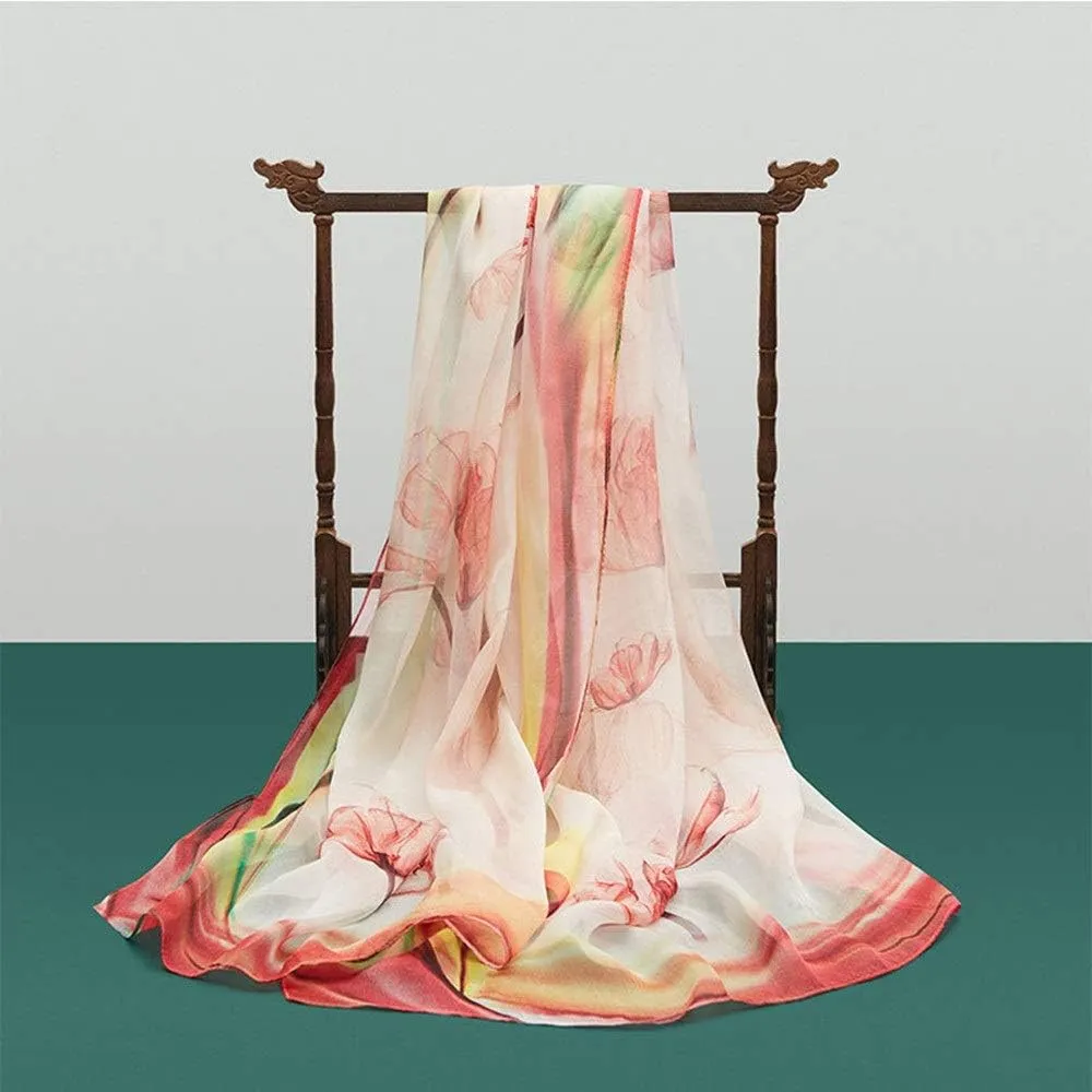 Square Large Neck Scarf Soft Silk Scarf for Women Lightweight Shawls Digital Printed Elegant Soft Lightweight, colored