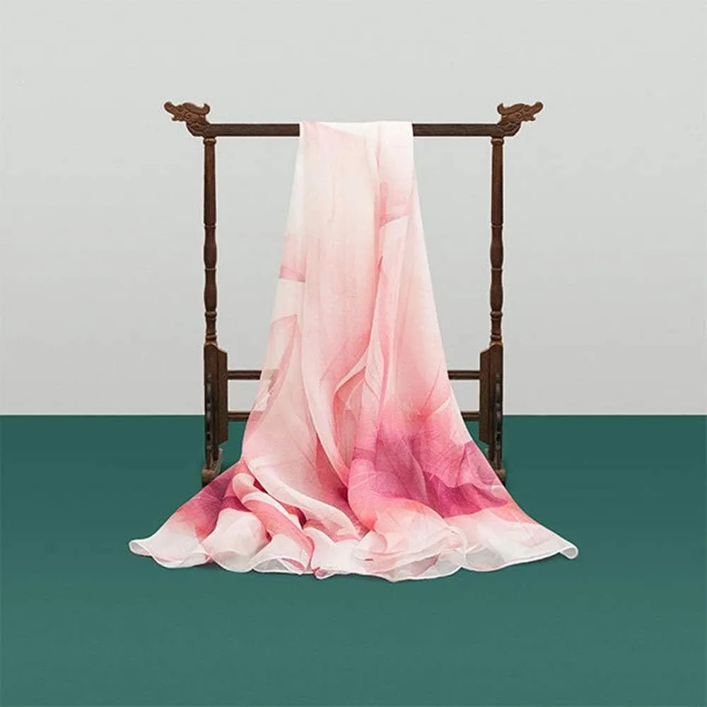 Square Large Neck Scarf Woman's Silk Scarf Digital Printed Neck Scarf Spring Breathable Chiffon Shawl Soft Lightweight