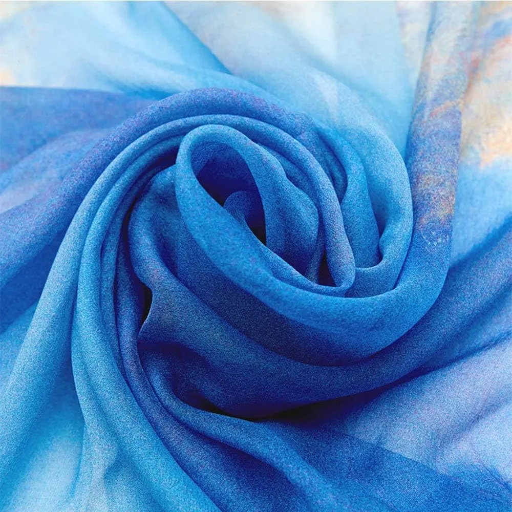 Square Large Neck Scarf Women Long Lightweight Silk Scarf Sunscreen Shawls Digital Printed Soft Lightweight