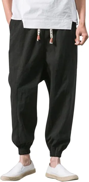 Sweatpants for Men Cotton Casual Waist Men Solid with Pockets Waist Trousers Elastic Men's Stretch Waist Cargo
