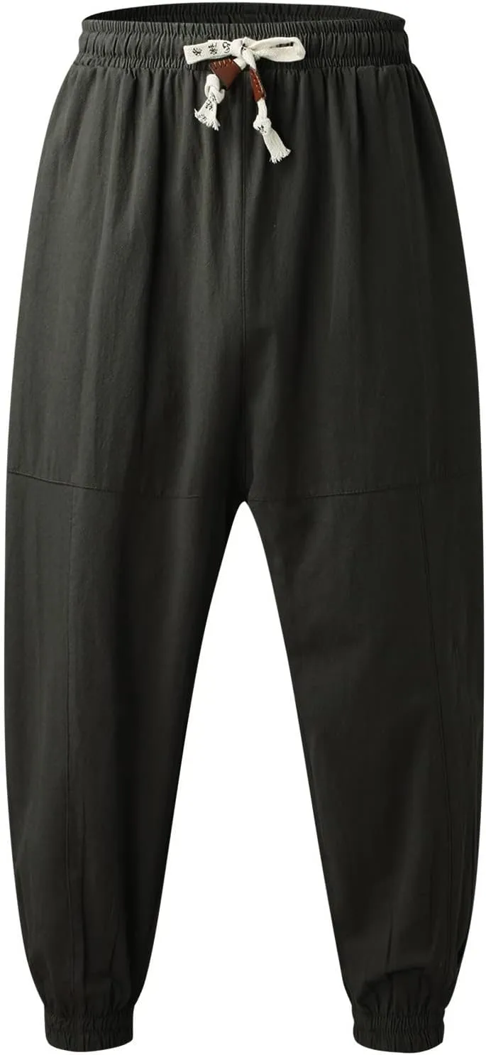 Sweatpants for Men Cotton Casual Waist Men Solid with Pockets Waist Trousers Elastic Men's Stretch Waist Cargo