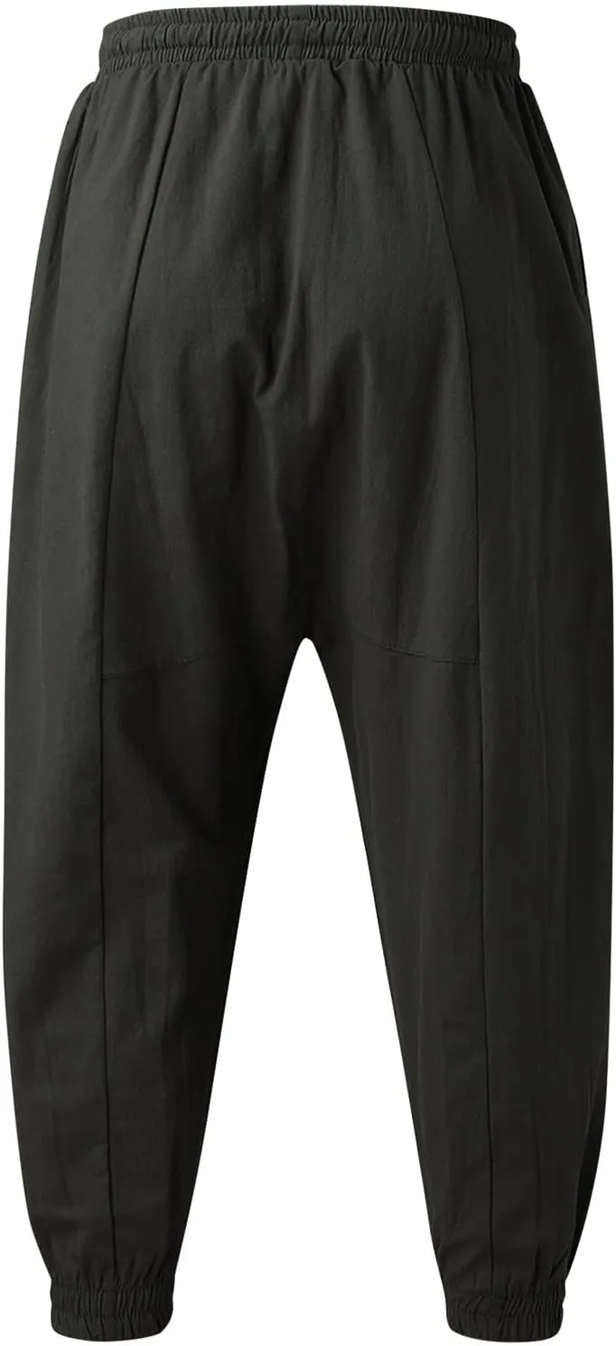 Sweatpants for Men Cotton Casual Waist Men Solid with Pockets Waist Trousers Elastic Men's Stretch Waist Cargo