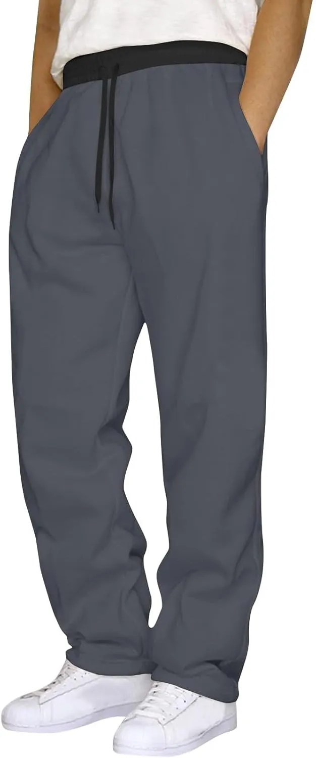 Sweatpants for Men with Pocket Open Bottom Athletic Pants for Workout,Running,Training,Jogging,Gym Color Block Jogger