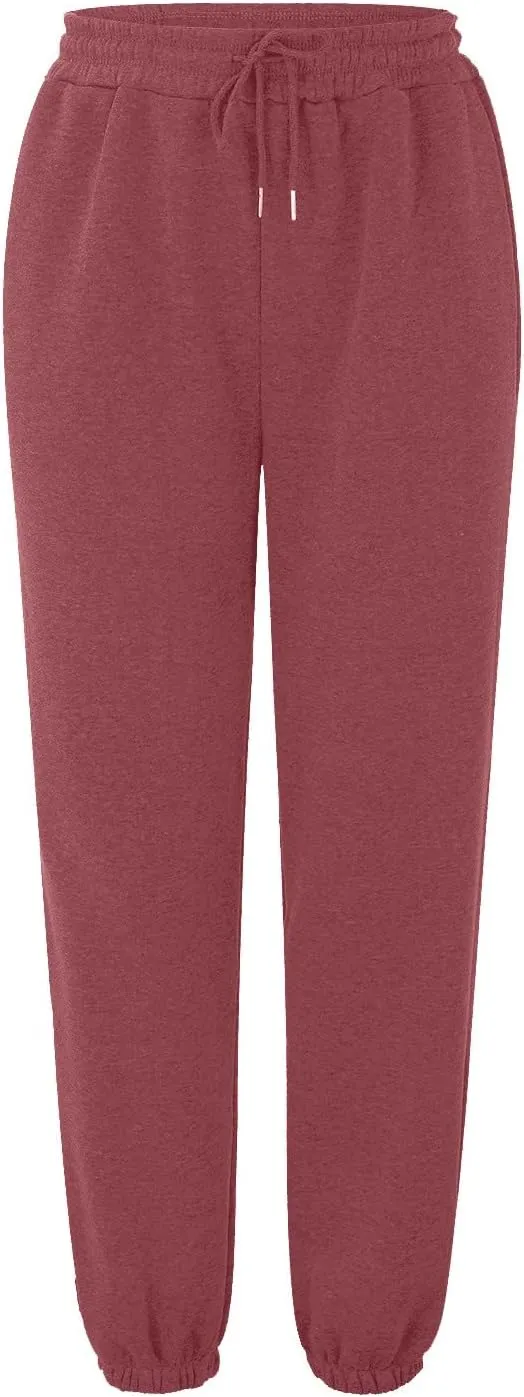 Sweatpants Woman Baggy Wide Leg High Waisted Drawstring Joggers Casual Fleece Lined Sweatpant Fall Winter Pants