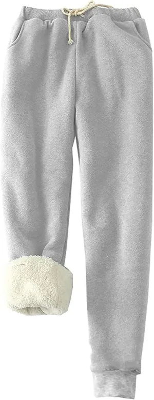 Sweatpants Women Joggers Sherpa Fleece Lined Pants Drawstring Waist Sweatpants Warm Pants Plus Size Outdoor Joggers