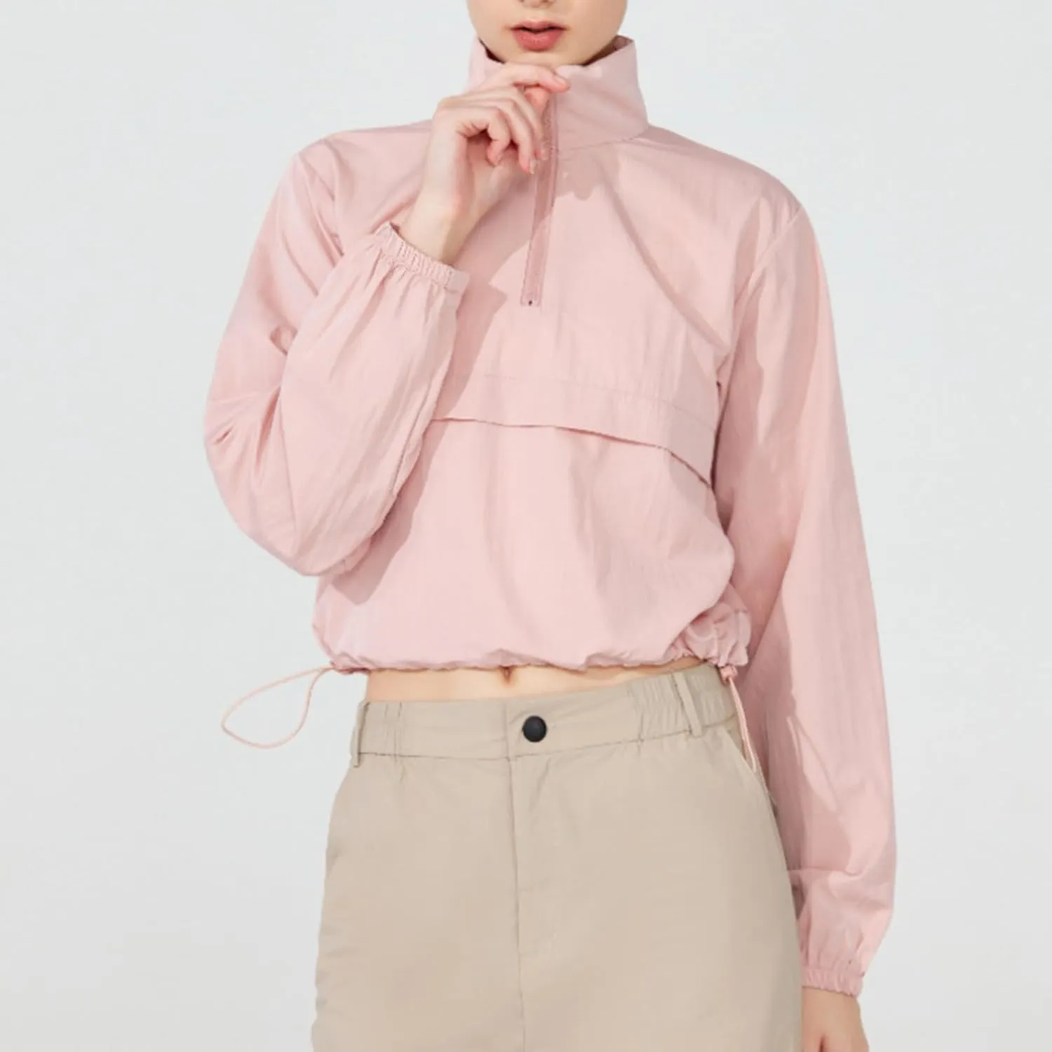 Sweatshirts for Women Long Sleeve Half Zip Pullover Top Cropped 2024 Fall Fashion Tops Lightweight Casual Clothes