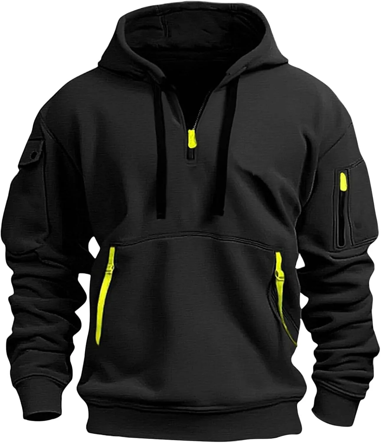 Tactical Hoodies for Men Quarter Zip Pullover Men Vintage Workout Outfits with Pockets Military Sweatshirt