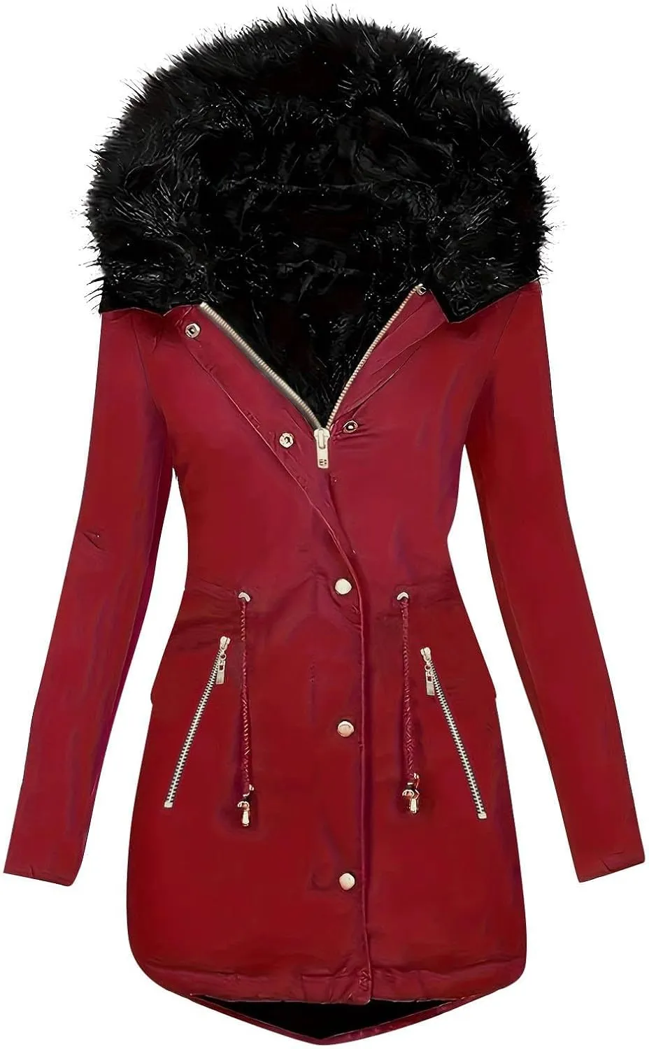 Thicken Fleece Parka Women Winter Coat Warm Puffer Jacket Quilted Down Coats Casual Sherpa Outerwear with Furry Hood