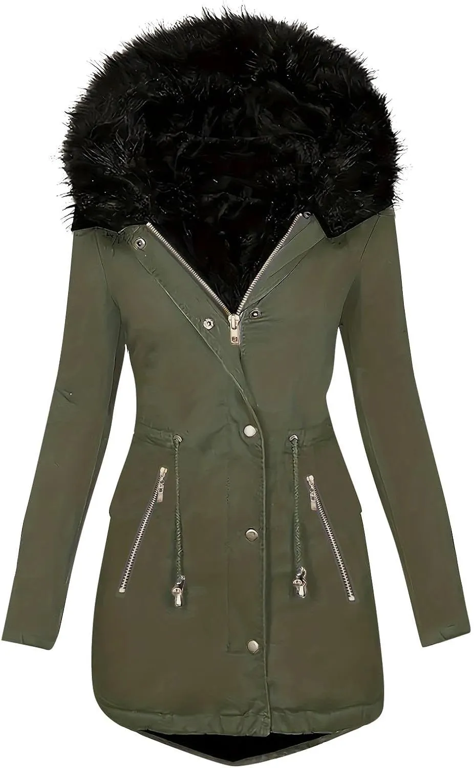 Thicken Fleece Parka Women Winter Coat Warm Puffer Jacket Quilted Down Coats Casual Sherpa Outerwear with Furry Hood