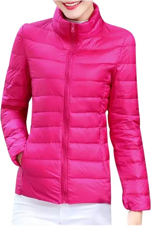 TIMIFIS Puffer Jacket Womens Winter Lightweight Down Coats Casual Zipper Quilted Jackets Plus Size Outerwear with Pockets