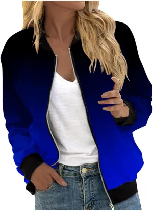 TIMIFIS Womens Bomber Jacket Lightweight Short Coats Stand Collar Zipper Outerwear Fashion Motorcycle Jacket with Pockets