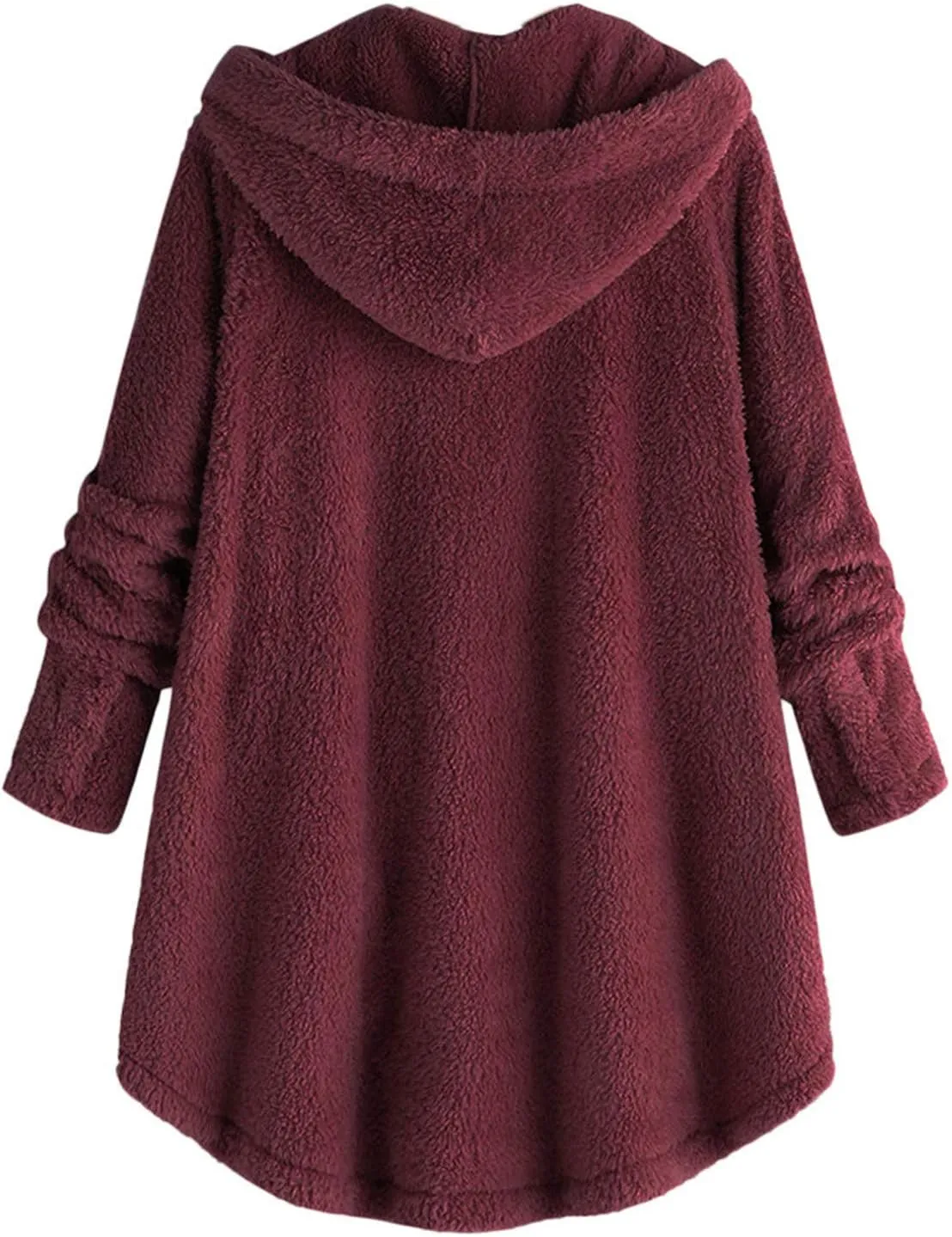 Tops Cardigan Women Plus Jacket Coat Wool Size Hooded Winter Plush Button Loose Women's Coat Drape Front