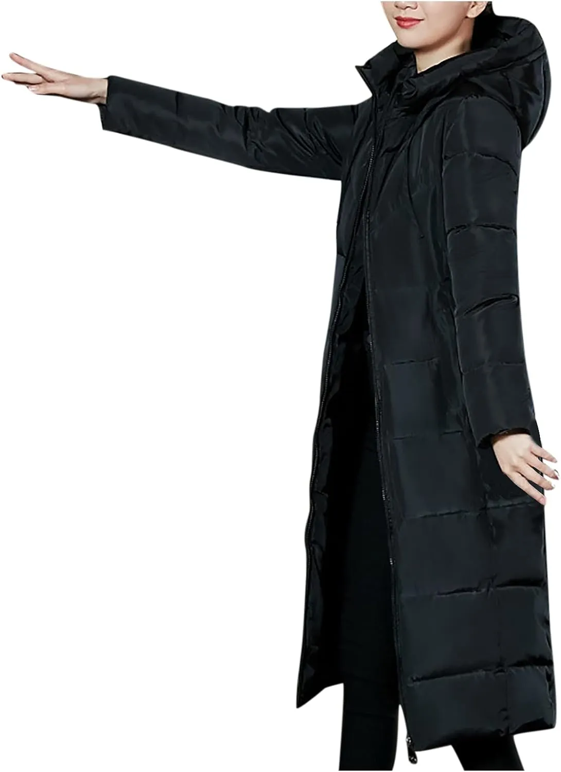 tuduoms Winter Coats Womens Ladies Plus Size Long Down Jacket Warm Puffer Quilted Packable Slim Parka Coat Outwear Overcoat