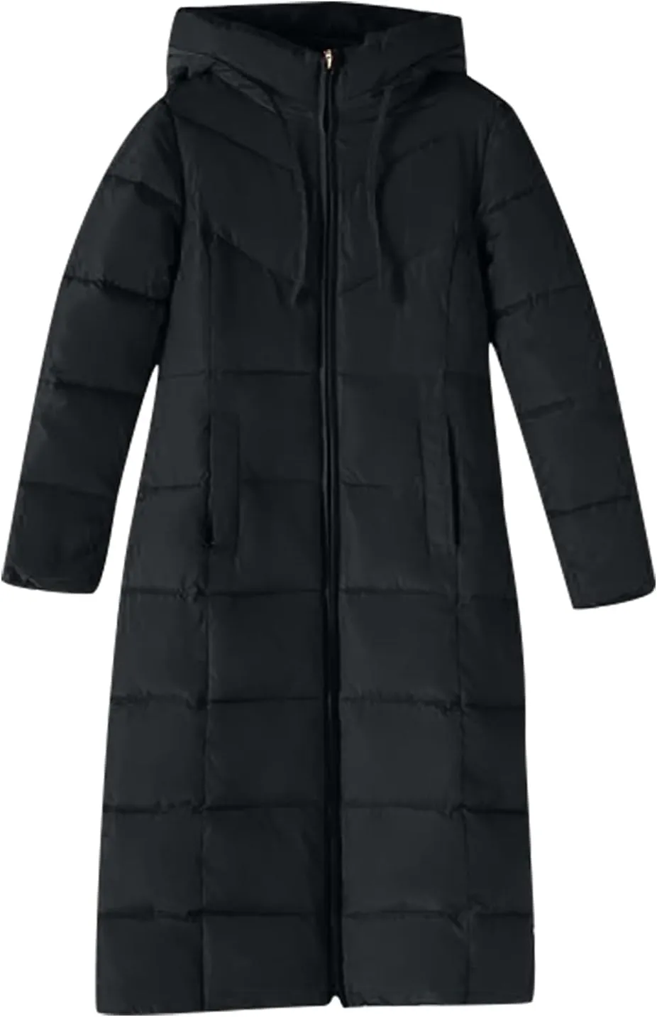 tuduoms Winter Coats Womens Ladies Plus Size Long Down Jacket Warm Puffer Quilted Packable Slim Parka Coat Outwear Overcoat