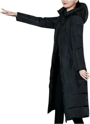 tuduoms Winter Coats Womens Ladies Plus Size Long Down Jacket Warm Puffer Quilted Packable Slim Parka Coat Outwear Overcoat