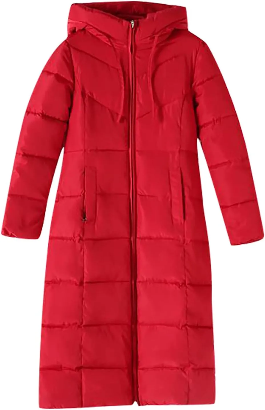 tuduoms Winter Jackets Women Plus Size Maxi Long Down Jacket Warm Puffer Quilted Packable Slim Parka Coat Outwear Overcoat