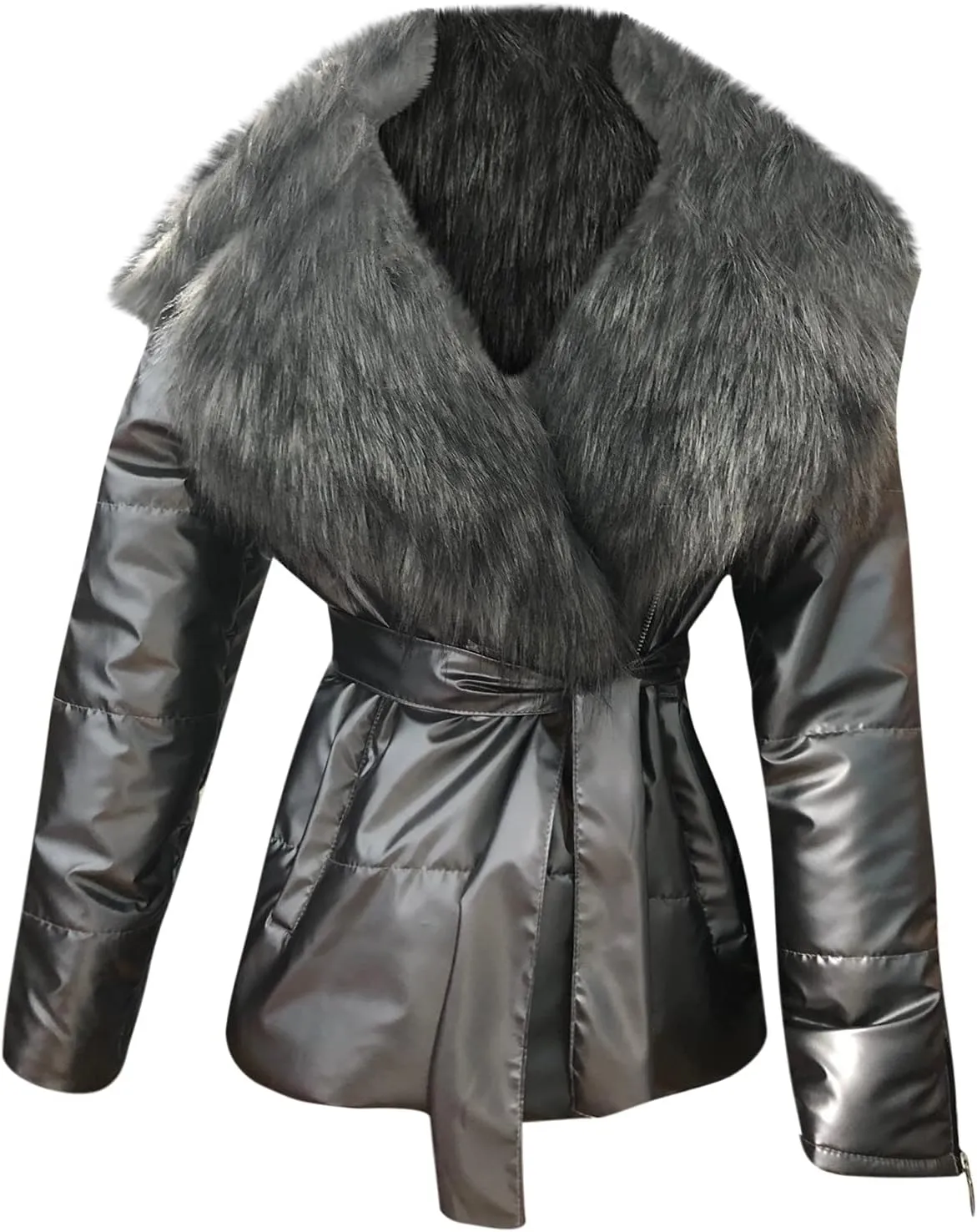 tuduoms Womens Ladies Winter Jackets Luxury Warm Shining Short Puffer Down Coats Lightweight Outerwear Zipper Parka Jacket