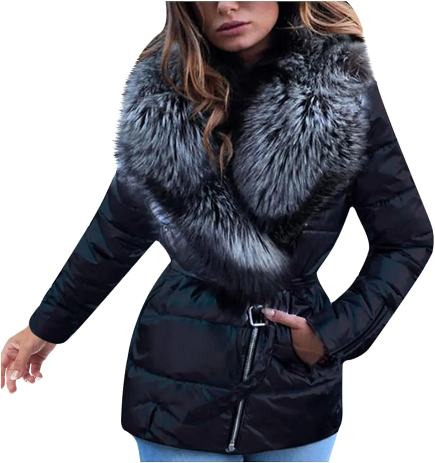 tuduoms Womens Ladies Winter Jackets Luxury Warm Shining Short Puffer Down Coats Lightweight Outerwear Zipper Parka Jacket