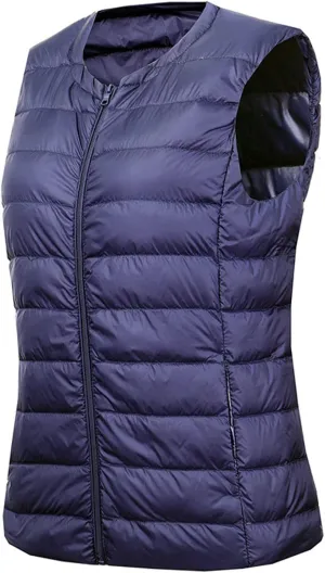 tuduoms Women's Puffer Vest Lightweight Quilted Packable Padded Outerwear Sleeveless Down Jacket Teen Girls Warm Zip Coats