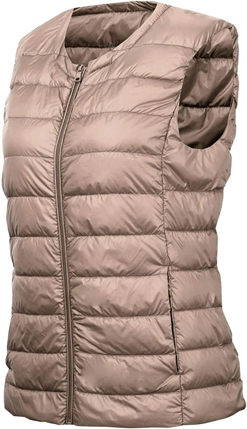 tuduoms Women's Puffer Vest Lightweight Quilted Packable Padded Outerwear Sleeveless Down Jacket Teen Girls Warm Zip Coats