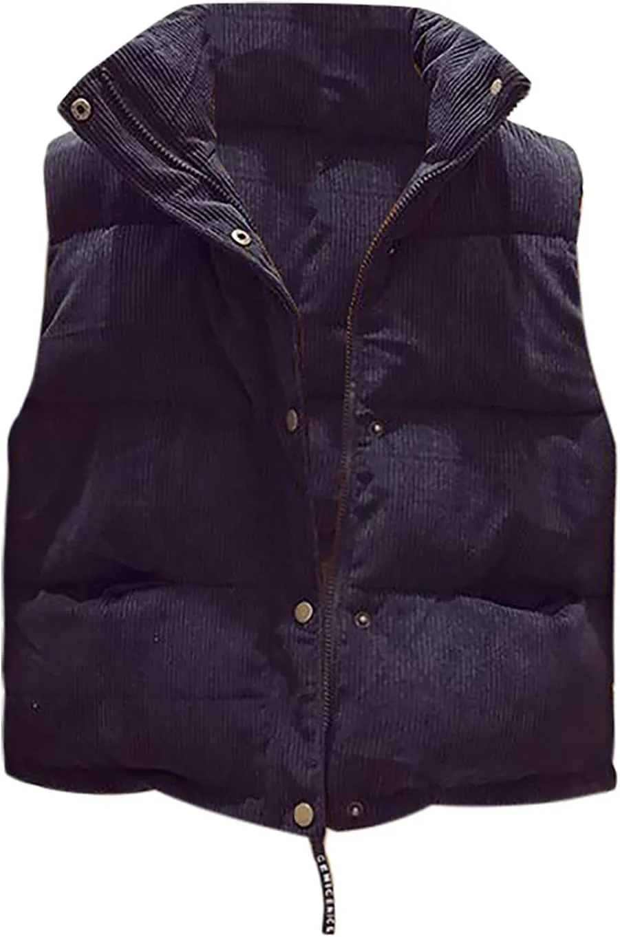 tuduoms Women's Vests Warm Puffer Vest Winter Casual Corduroy Jacket Gilet Light Packable Down Waistcoat Snaps Zip Outwear