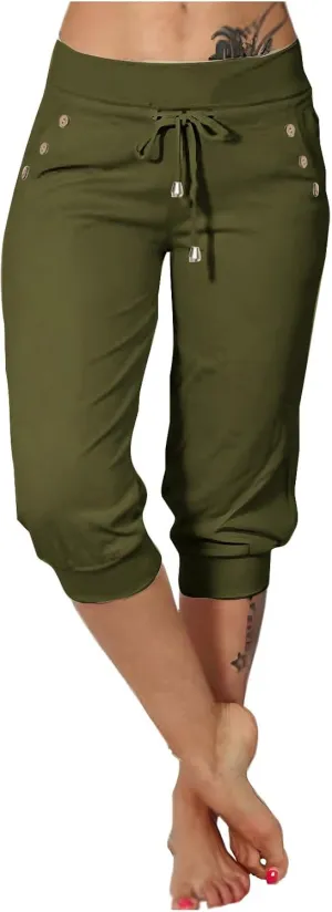TUNUSKAT Womens Capri Sweatpants Lounge Cropped Joggers High Waisted Running Hiking Capris Stretch 3/4 Yoga Pants with Pocket