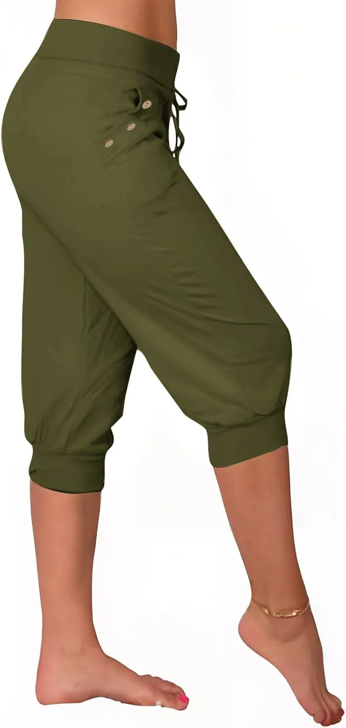 TUNUSKAT Womens Capri Sweatpants Lounge Cropped Joggers High Waisted Running Hiking Capris Stretch 3/4 Yoga Pants with Pocket